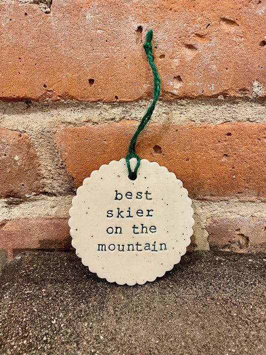 best skier on the mountain ornament