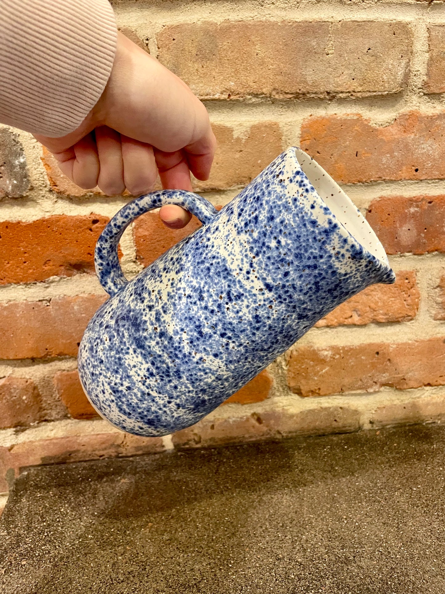 blue splatter pitcher