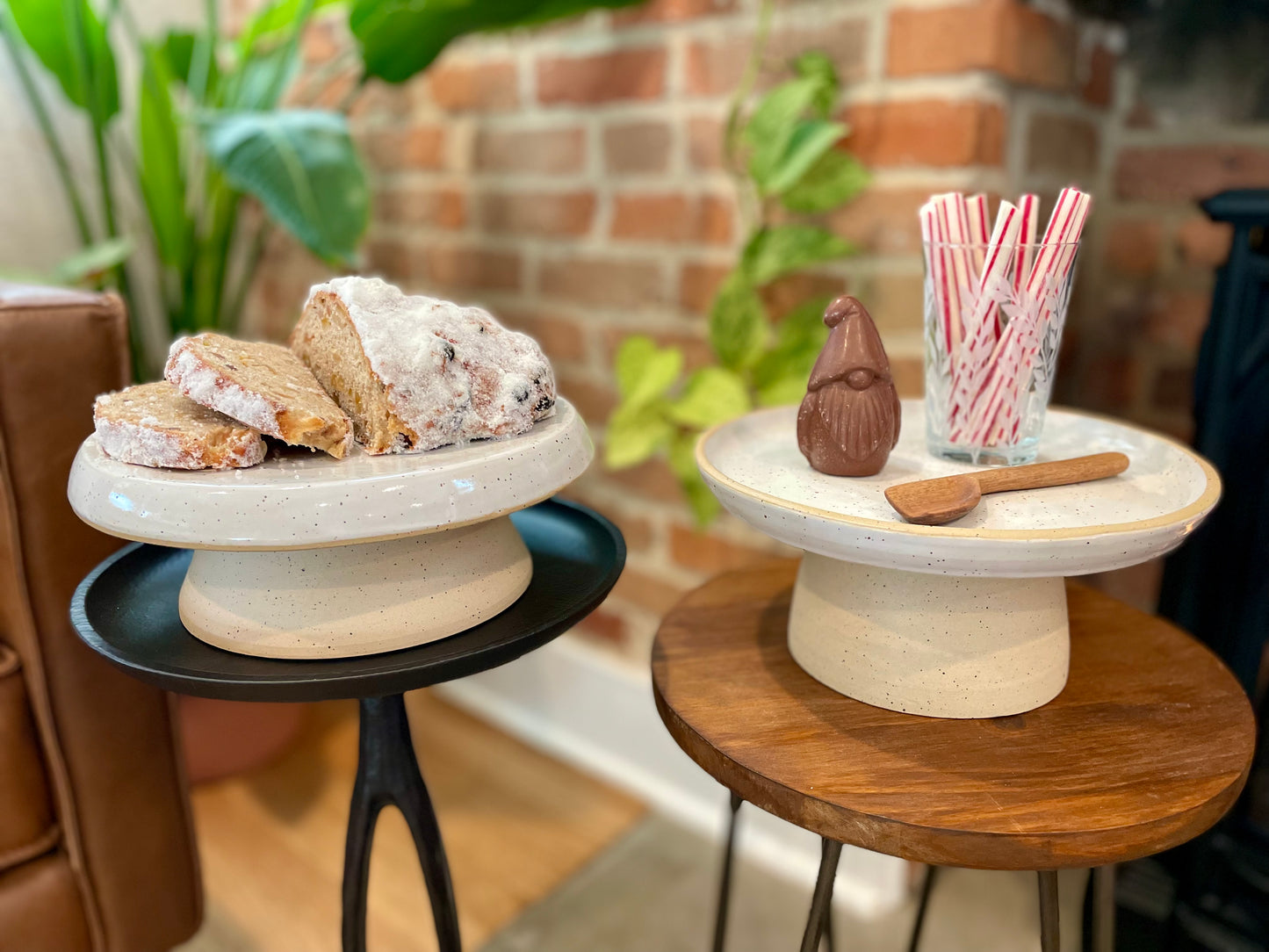 cake stand with glass cloche