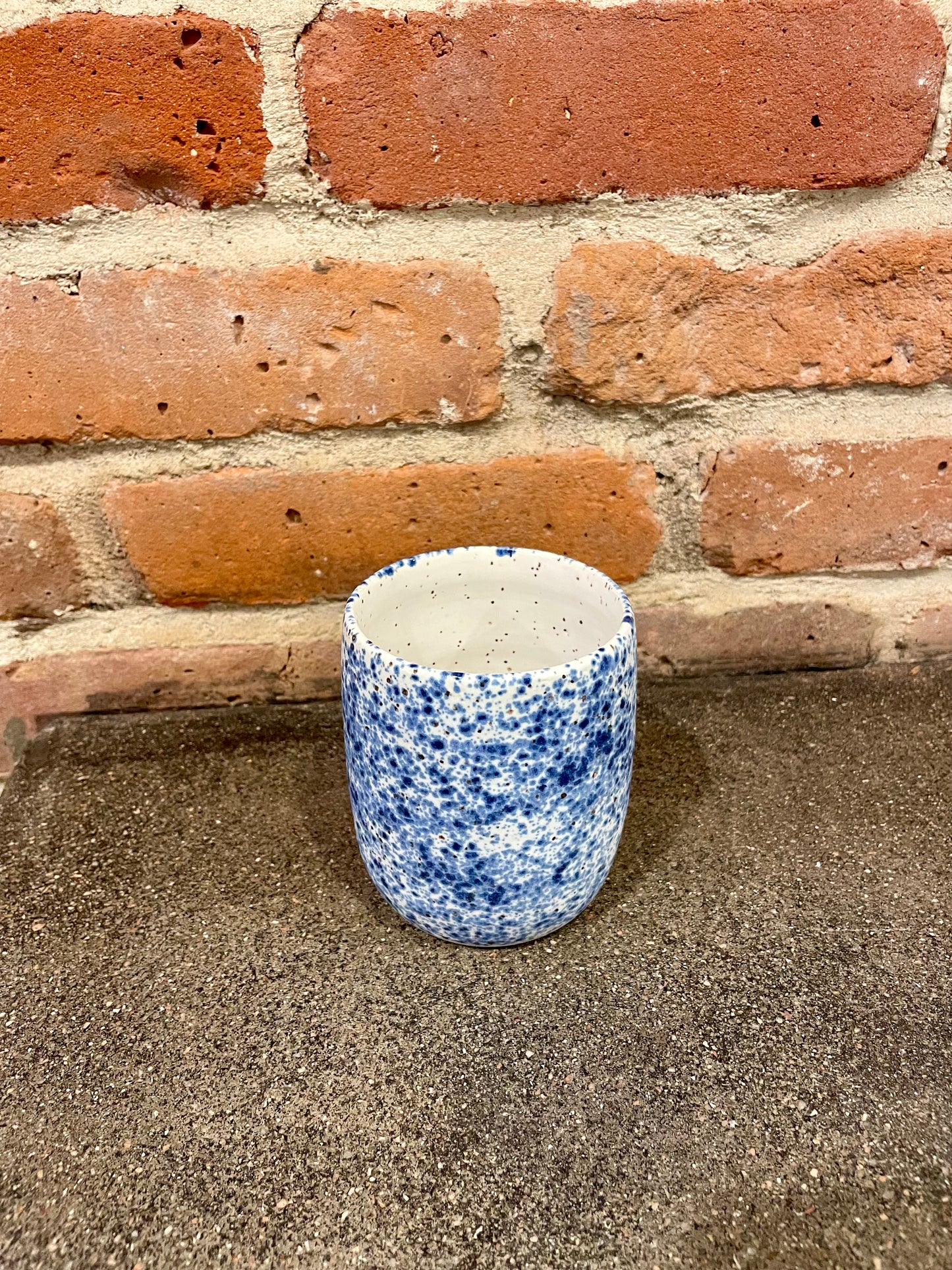 blue splatter cup