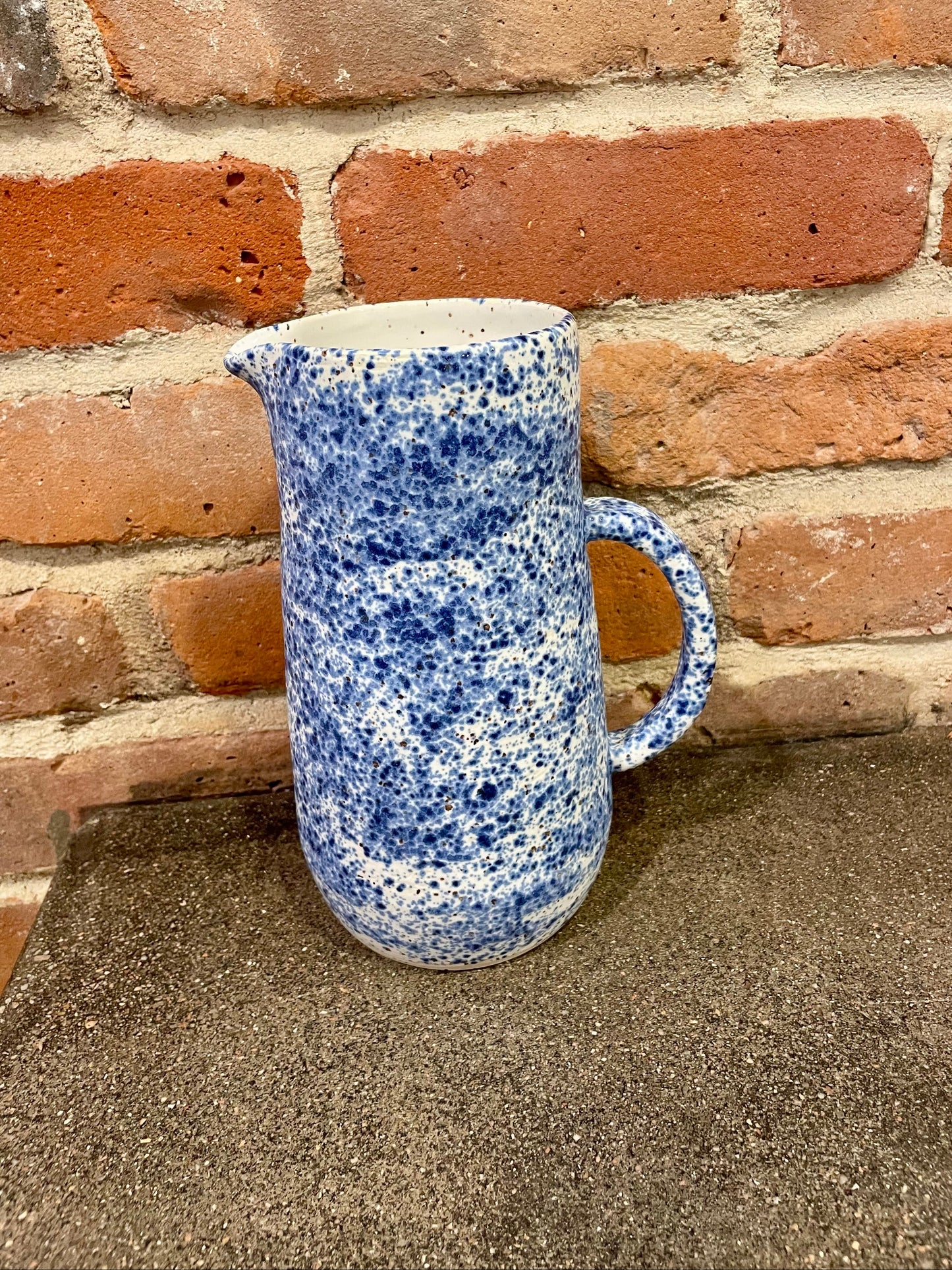 blue splatter pitcher