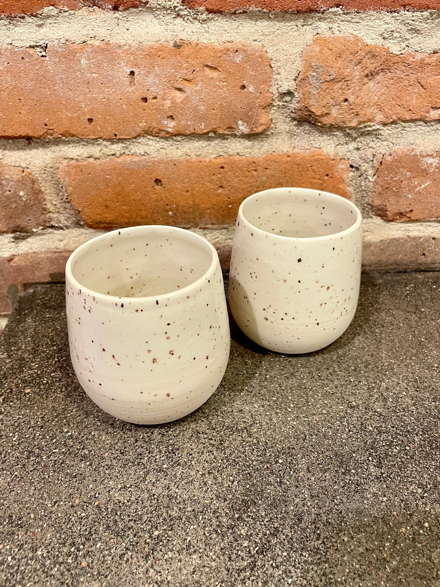 cream speckle wine cup